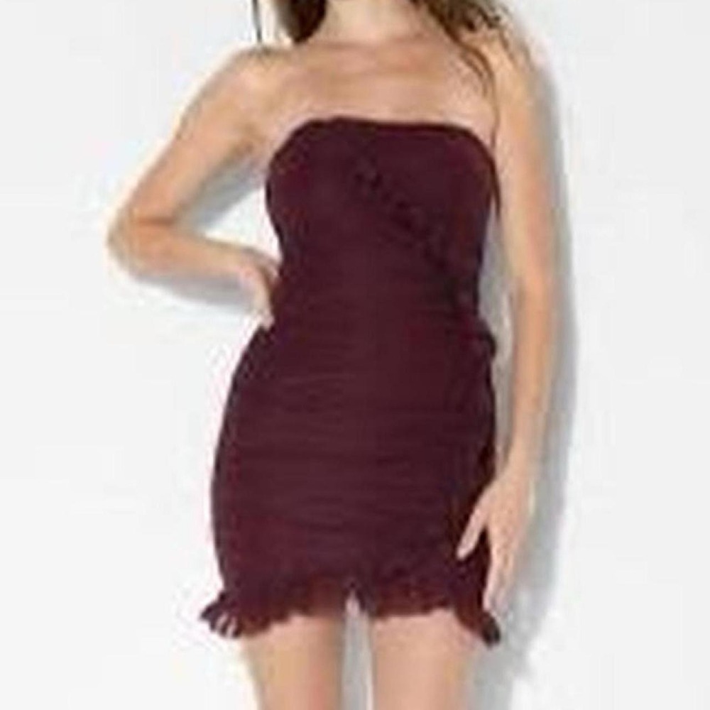 Wild Fable Women's Ruched Ruffle Tube Bodycon Mini Dress